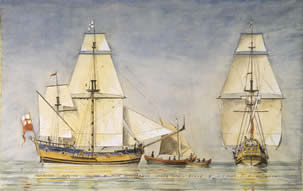 Painting of ships